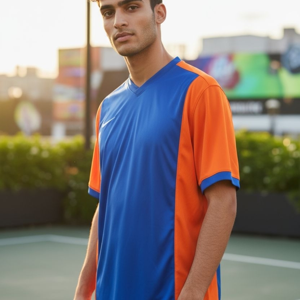 Nike NWT Men's Blue and Orange Shirt - Picture 2 of 6